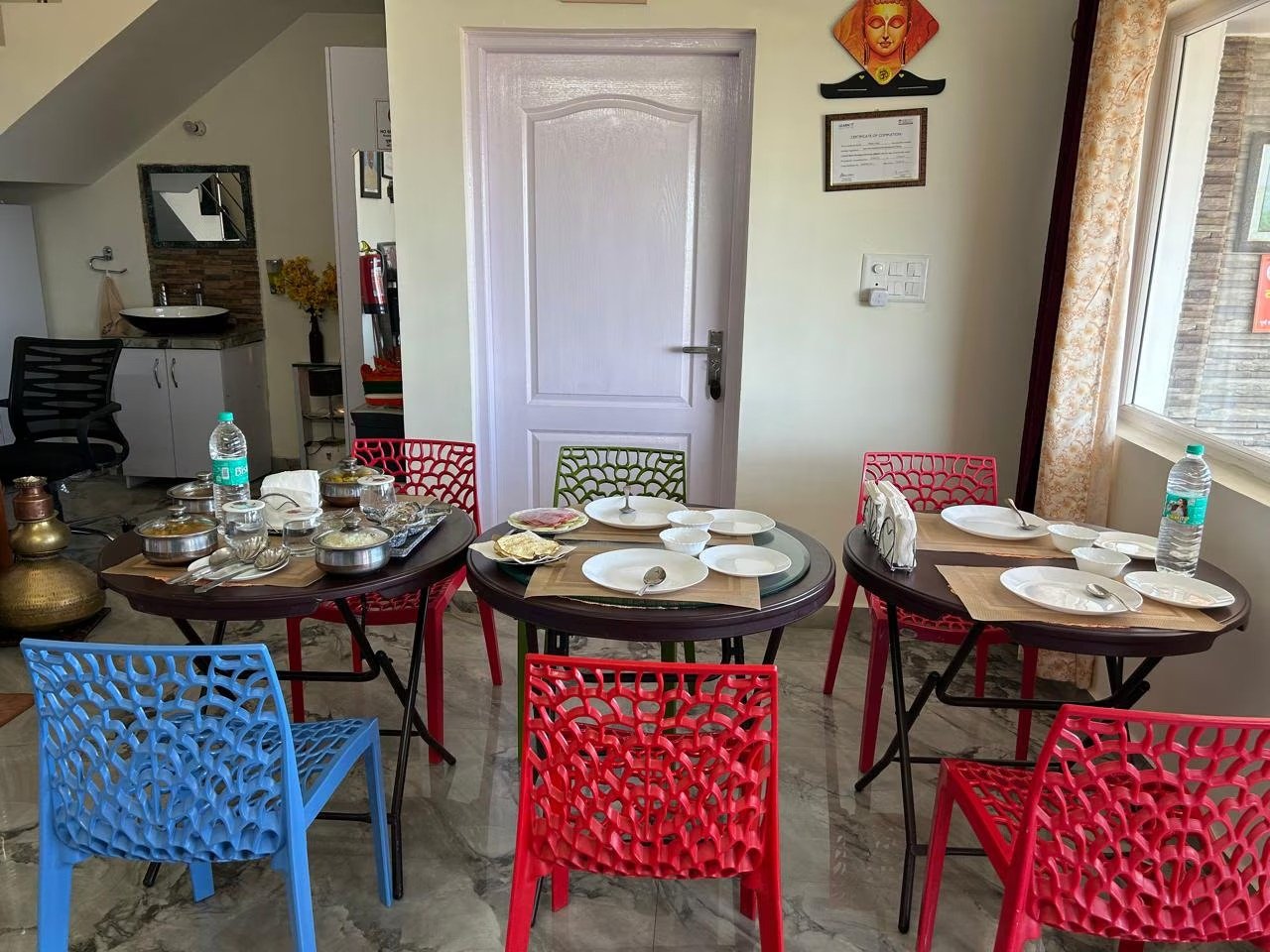 Dining setup at Tehri Farms